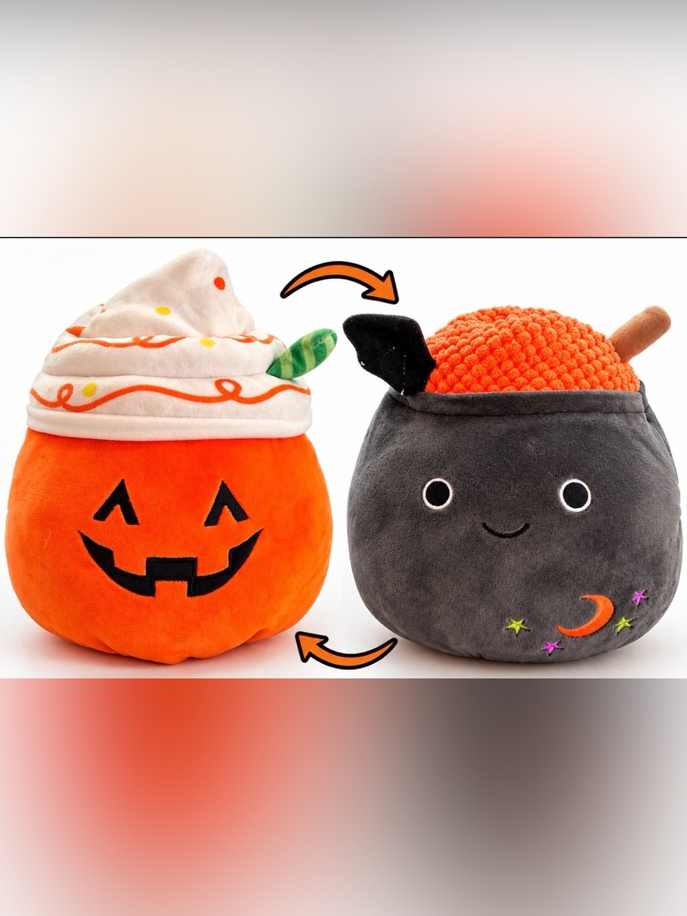 Squishmallows Reversible Plush Pumpkin & Cauldron - Orange & Gray